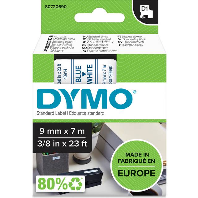 Dymo S0720690 | 40914 | blå text - vit tejp | 9mm (original)