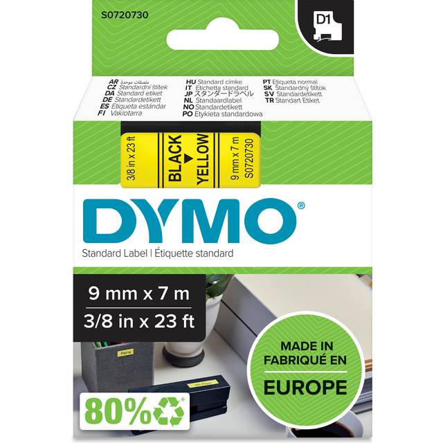 Dymo S0720730 | 40918 | svart text - gul tejp | 9mm (original)