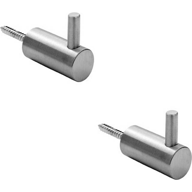 2x Coat Hook with Concealed Fixing 35mm Projection Satin Stainless Steel