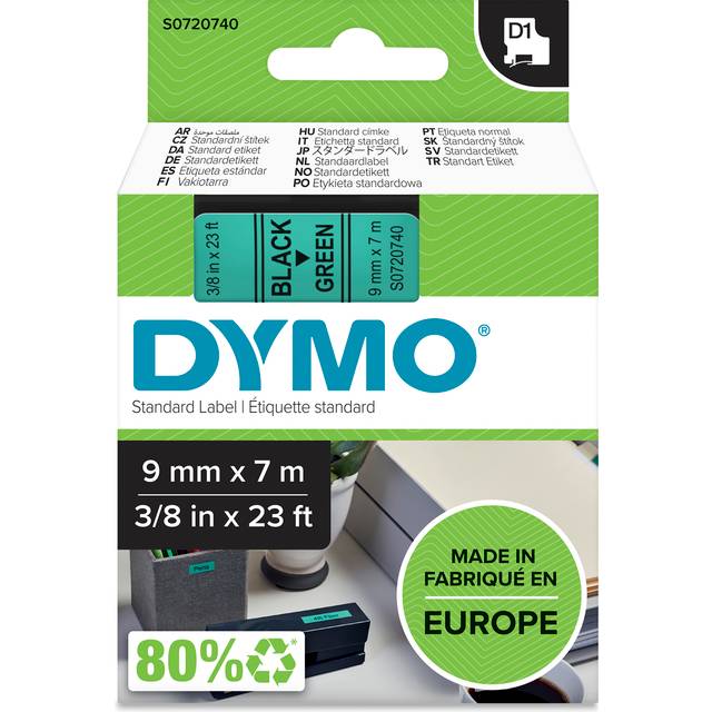 Dymo S0720740 | 40919 | svart text - grön tejp | 9mm (original)