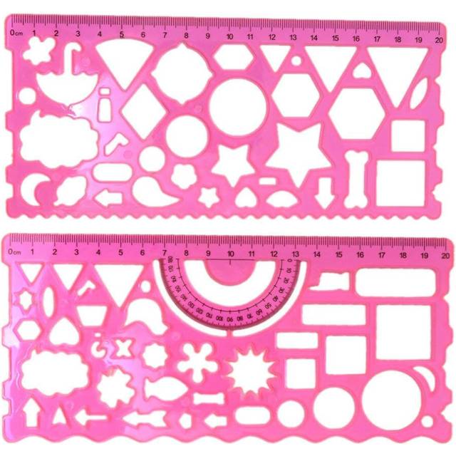 BronaGrand Plastic Templates Drawing Geometric Rulers Triangle Circle Drawing Ruler(Random Color)