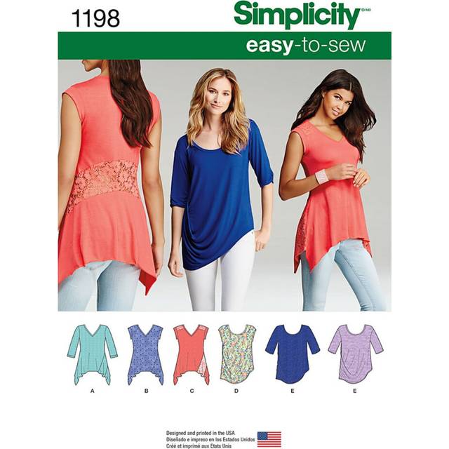Simplicity 1198 Learn to Sew Women's Knit Top Sewing Patterns  Sizes XXS-XXL