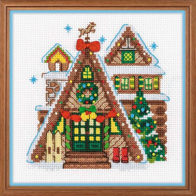 "RIOLIS Winter Cabin Counted Cross Stitch Kit-6""""""""X6"""""""" 14 Count"