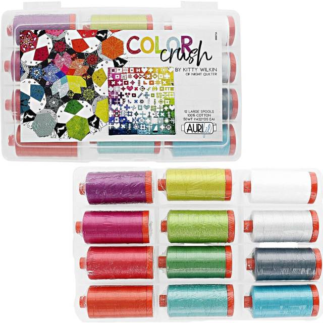 Aurifil USA Color Crush Collection 50wt 12 Large Spools Thread  Multi