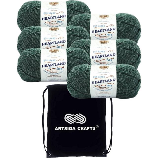 Lion Brand Heartland Kings Canyon 136-180 (6-Skeins - Same Dye Lot) Worsted Medium #4 Acrylic Yarn for Crocheting and Knitting - Bundle with 1 Artsiga