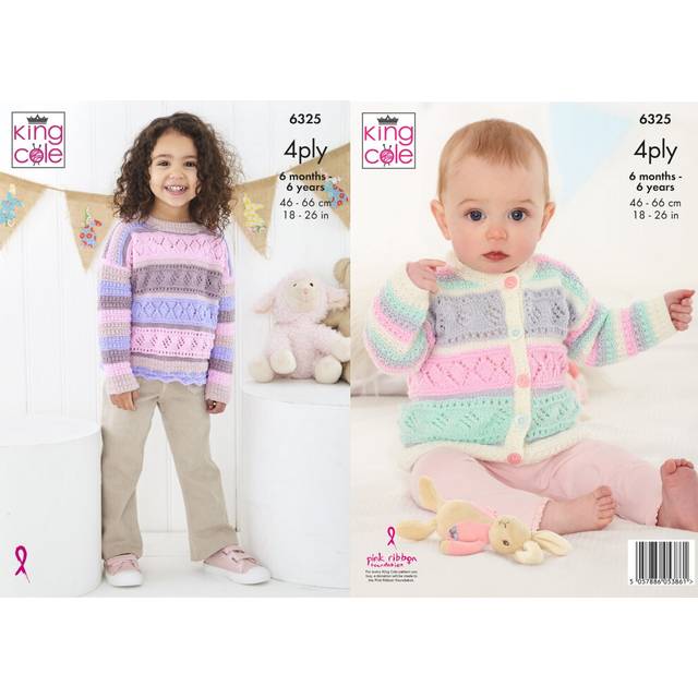 Cardigan and Sweater in King Cole Cherished 4 Ply (6325)