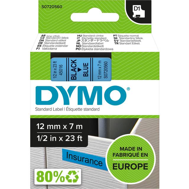 Dymo S0720560 | 45016 | svart text - blå tejp | 12mm (original)