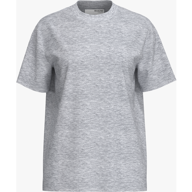 Selected Femme Slfrelax Colwoman SS Mock Neck TEE Dam Skjortor Stl. M - Från Magasin - Grå (M)