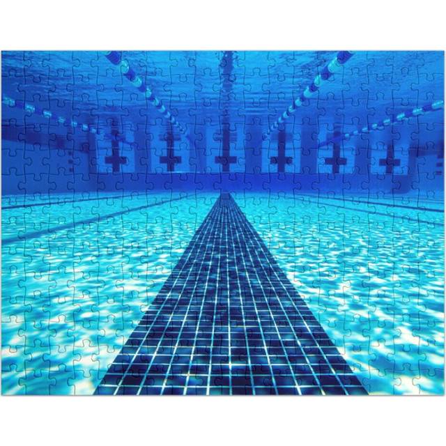 (Beautiful underwater pool view - Swimming pool photography=1895) Jigsaw Puzzle Wooden 300-Piece for Adults Kids Seniors- Home Decor Family Activity G