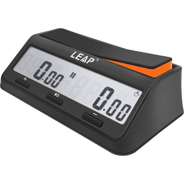 LEAP Chess Clock Digital Chess Timer Advanced for Board Game and Chess Timer with Bonus & Delay Count Down up Alarm Black/Orange