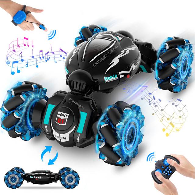 (Black Car) 1:18 Drift Remote Control Car for Kids Toy Car Radio Watch Gesture Sensor RC Stunt Car Off Road with