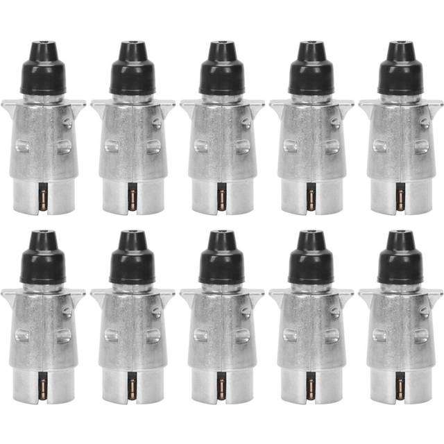 10X 7-Pin Trailer Plug Heavy Duty Round Pin 7-Pole Wiring Connector 12V Towbar Towing Caravan N Type End