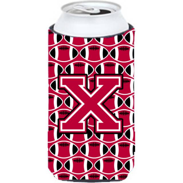Letter X Football Crimson and White Tall Boy Beverage Insulator Hugger CJ1079-XTBC