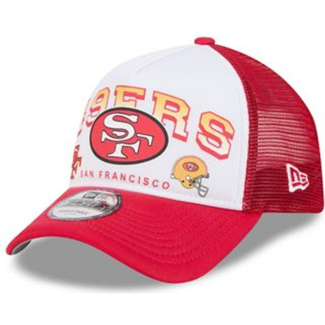 Men's New Era White/Scarlet San Francisco 49ers Retro Wordmark A-Frame 9FORTY Adjustable Hat