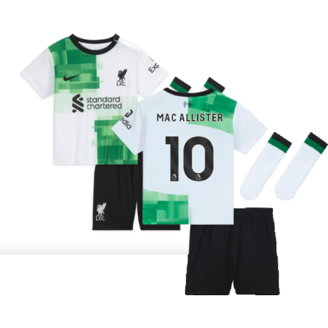 '23-'24 Liverpool Away Infant Baby Kit (Mac Allister 10) Adults White 3-6 Mo Polyester Made By: Nike