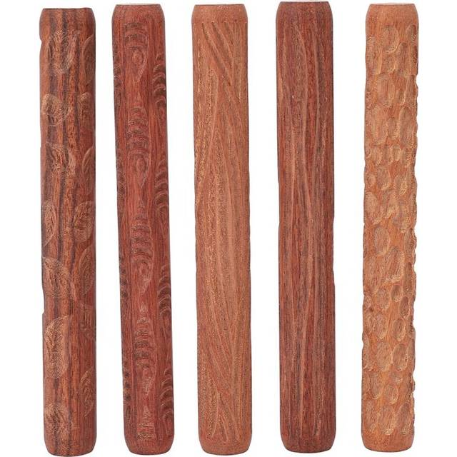 5 Pcs Pottery Tools Wood Hand Rollers,for Clay Stamp Pattern/Roller Pattern,Ceramic Tools,Arcilla Polimerica Dab Tool