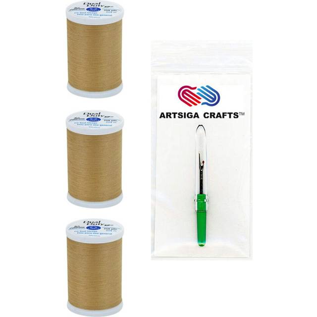 Coats & Clark Sewing Thread Dual Duty XP General Purpose Poly Thread 250 Yards (3-Pack) Hay Ride Bundle with 1 Artsiga Crafts Seam Ripper S910-7430-3P