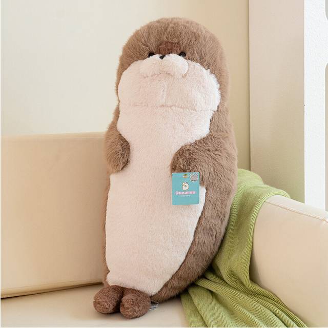 (Brown, 70CM/27.56in) Seal Sea Otter Plush Toy Long Pillow Sofa Home Decoration Gift Soft Pp Cotton