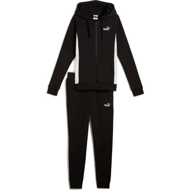 Women's Puma Hooded Sweat Suit, Black, Size L, Clothing