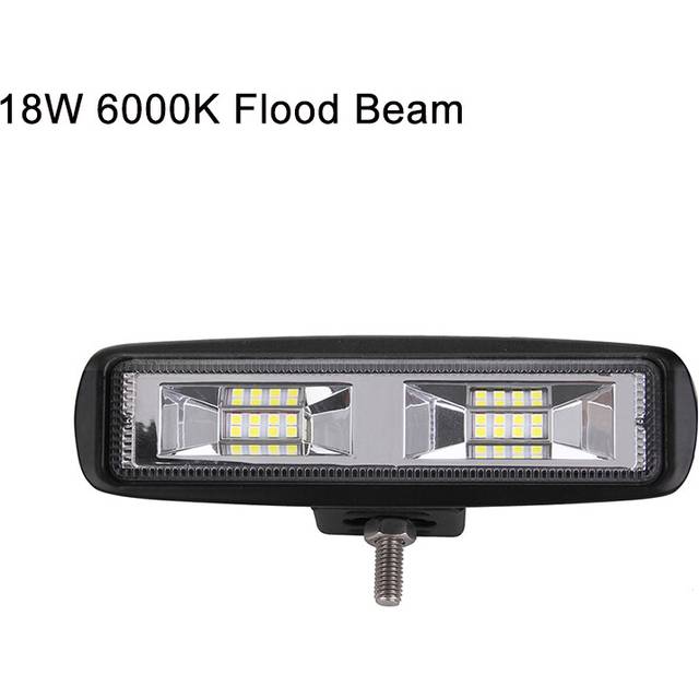 (24W Flood Beam) 2 pieces 6 inch LED Bar Work Light 18W IP67 6-LED 12V 24V 6000K for Offroad
