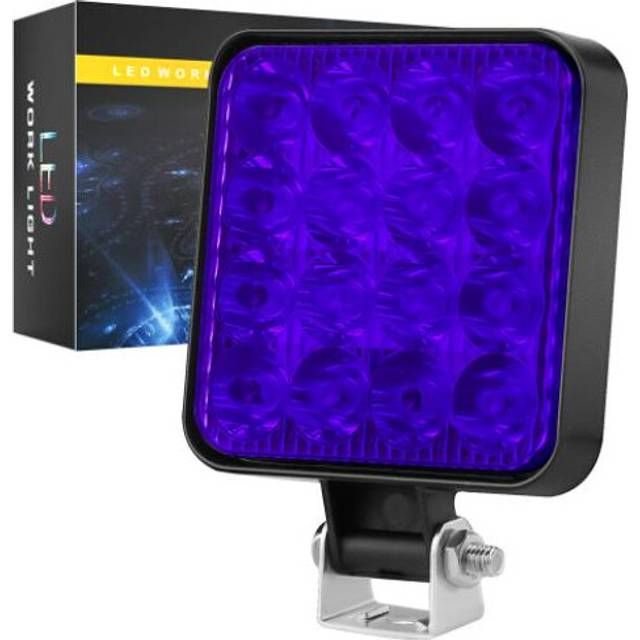 (Blue 1 PC) 12V Waterproof Led Work Light Bar Square Spotlight 48W Work Light Headlight