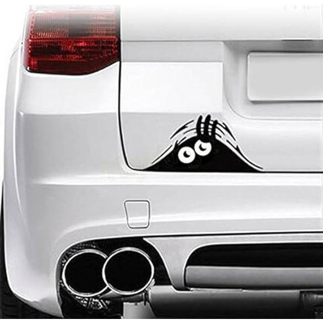 3D Cartoon Funny Peeking Monster Vinyl Car Sticker Emblem Badge Design , 19cm *7cm
