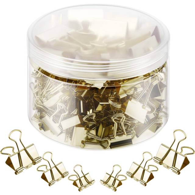 TecUnite 150 Pcs Binder Clips Assorted Sizes Gold Paper Clamps Clips Large Medium Small Clips Office Supplies