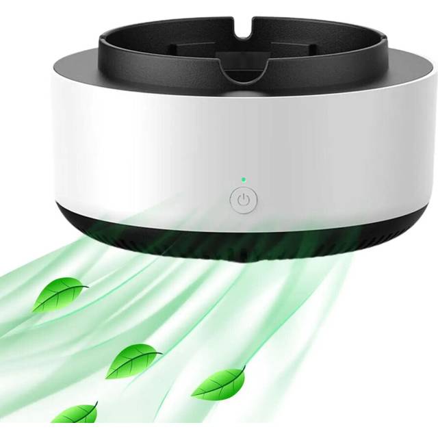 Smokeless Ashtray For Home Car Ashtray Air Purifier Ash Tray Smart Ashtray-White