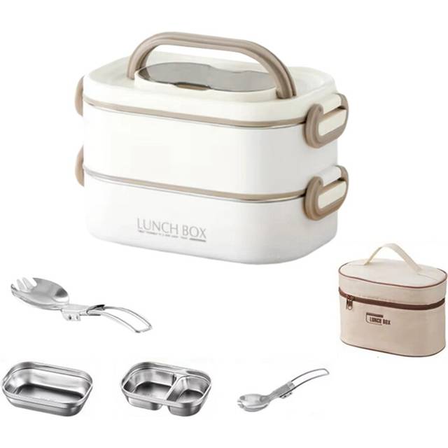 1500ml Double Layers Stainless Steel 304 Thermal Lunch Box with Insulation Bag Leak-Proof Bento Adult Student Food