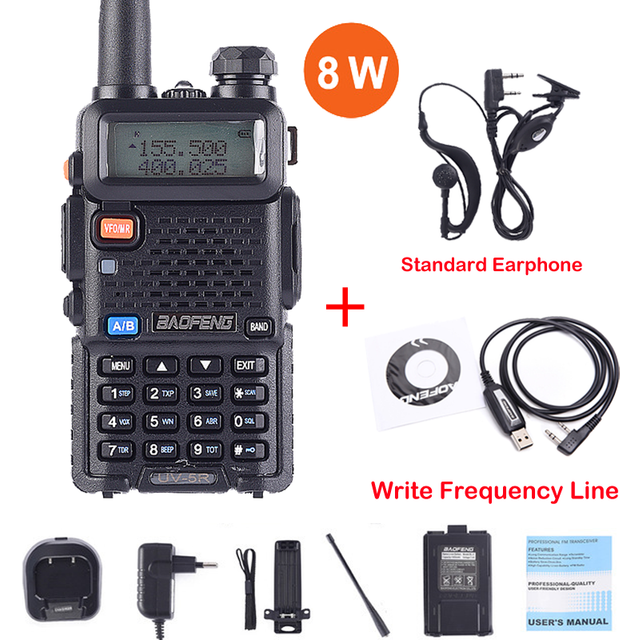 (Package 3) Real 8W UV-5R Walkie Talkie UV 5R High Power Amateur Ham CB Radio Station UV5R 8W  Dual Band Transceiver