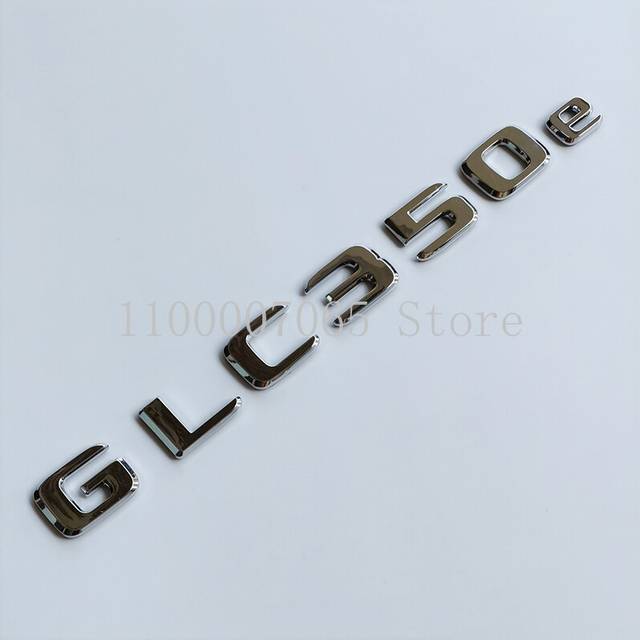 (GLC350e, Rear star X253 90mm) Chrome Letters GLC260 GLC300 GLC350 GLC220d GLC350e 4Matic ABS Emblem