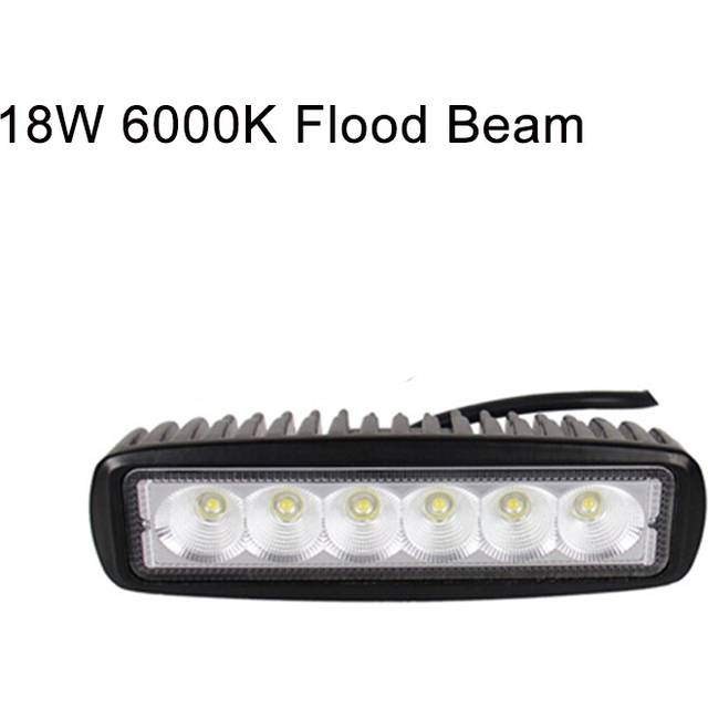 (18W Flood Beam) 2 pieces 6 inch LED Bar Work Light 18W IP67 6-LED 12V 24V 6000K for Offroad