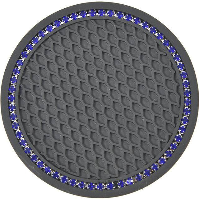 (Black-blue diamond) Car Roller Coaster Water Cup Holder Anti skid Pad Silicone Car Inlaid