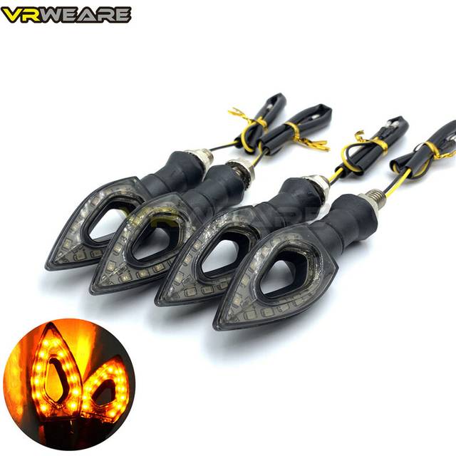 4Pcs Motorcycle Heart Shape Universal 12 LED Turn Signals Short Turn Signal Lights Indicator Blinkers Flashers Amber Color