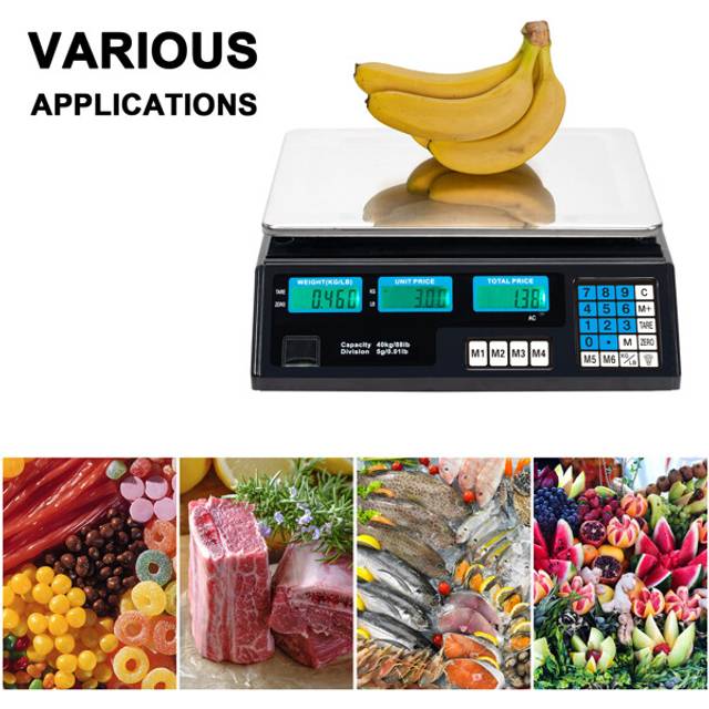 (Black) 40kg/5g Digital Price Computing Scale for Vegetable  Shop Commercial Market