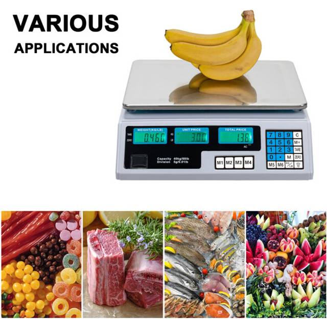 (White) 40kg/5g Digital Price Computing Scale for Vegetable  Shop Commercial Market