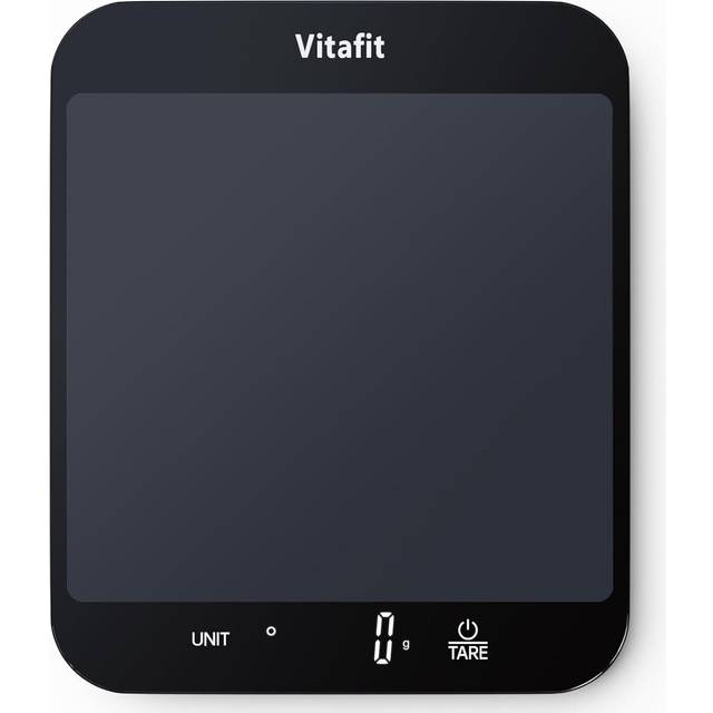 Vitafit 15 kg matvåg med 1 g (33 lb) precision, hög noggrannhet säkrad av professionell fabrik sedan 2001, köksvåg för matlagning och bakning, LED-skärm, svart