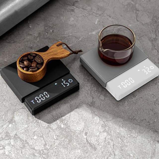 Mini Coffee Scale with Timer, 2kg/0.1g Accurate 3 Modes Type-C Rechargeable Portable Digital Scale svart