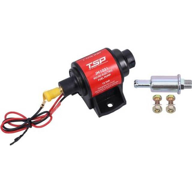 Top Street Performance JM1031 Micro Electric 28 GPH 2-3.5 PSI Gasoline Fuel Pump with Filter for Carburetor