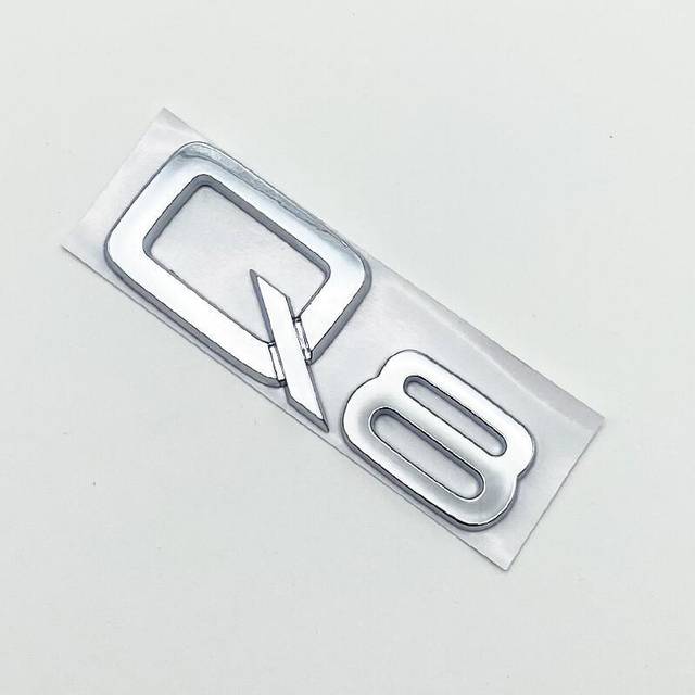 (silver Q8) 3D ABS Numbers Letters Q2 Q3 Q4 Q5 Q6 Q7 Q8 Emblem for Audi Q series Car