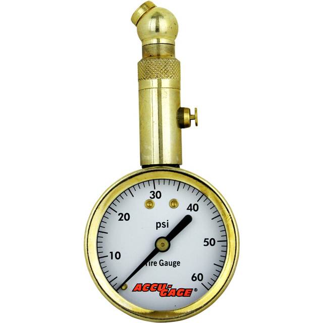 Accu-Gage by Milton Dial Tire Pressure Gauge with Swivel Angle Air Chuck - ANSI Certified for Motorcycle/Car/Truck Tires (0-60 PSI)