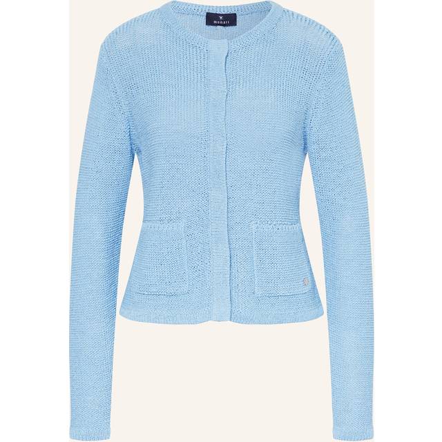Monari Cardigan Made From Ribbon Yarn Light Blue