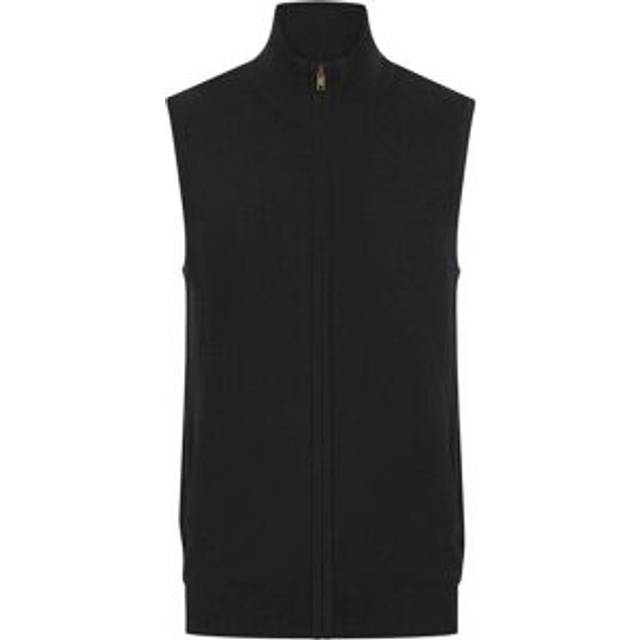 (S, Black) Henbury Mens Zip Front Sleeveless Jumper