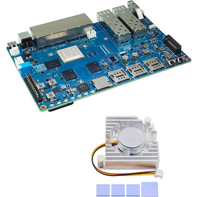 For Banana Pi -R4 Router Development Board 4GB RAM MT7988A High-Performance Open-Source with Heat Sink