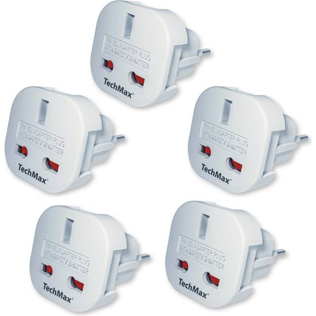 Pack of 5 UK to European Plug Adapter Type G to Type C,E,F for France, Spain, Turkey, Italy, Greece, Portugal, Germany, Poland, Asia - 3 Pin to 2 Pin