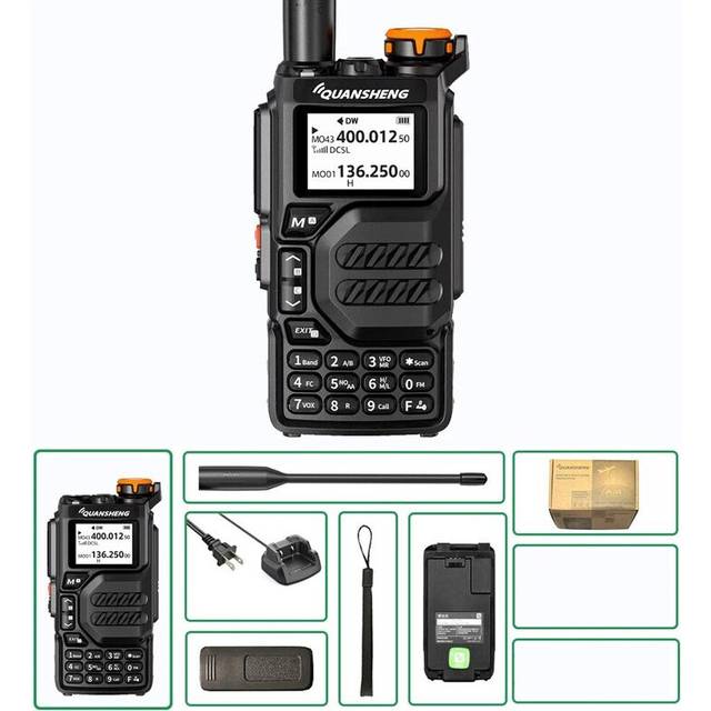 (black) Walkie Talkie UV-K5 Long Range Air Dual-Band 2-Way Radio 5W High Power 1600mAh Portable 200 Channel