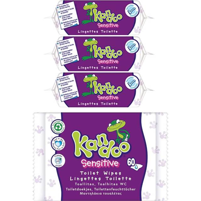 Sensitive Flushable Moist Toilet Tissues, 4 x 60 Wipes (Total 240 wipes), Biodegradable, Toilet Training Wet Toilet Tissues, Fragrance Free for