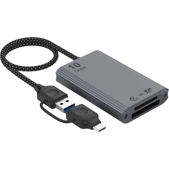 CFexpress Type B and SD Dual-Slot Memory Card Reader, 10Gbps USB 3.2 Gen 2 Type B CFexpress Adapter Memory Card Reader A