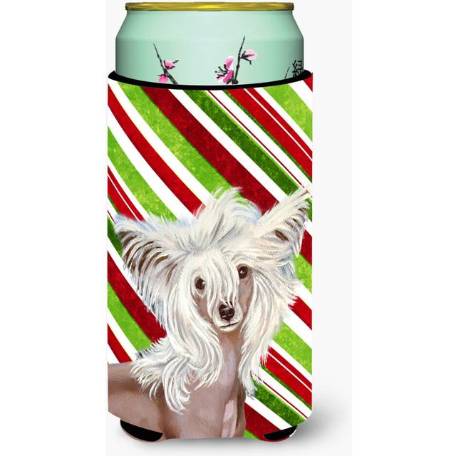 Chinese Crested Candy Cane Holiday Christmas  Tall Boy Beverage Insulator Beverage Insulator Hugger