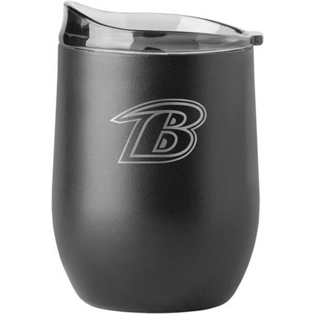 Logo Brands 603-S16PB-BLK-9 Baltimore Ravens 16 oz Black Etched Powder Coat Curved Beverage